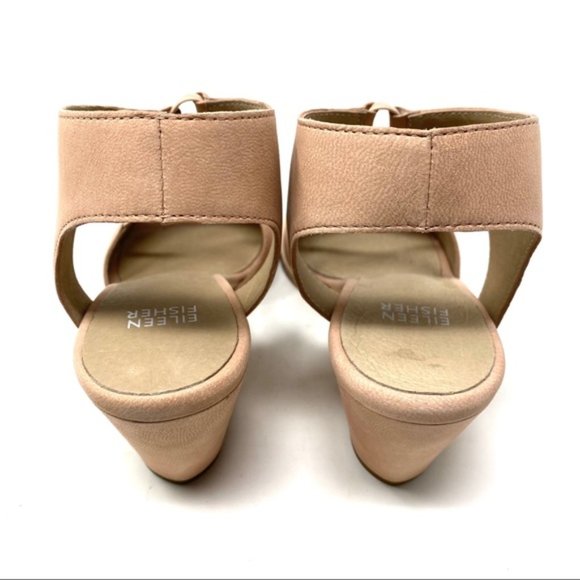 Eileen Fisher Doe Sandal Lino Size 8 Block Heel - Picture 6 of 11